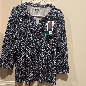 Lands' End Women's light weight jersey button pintuck top